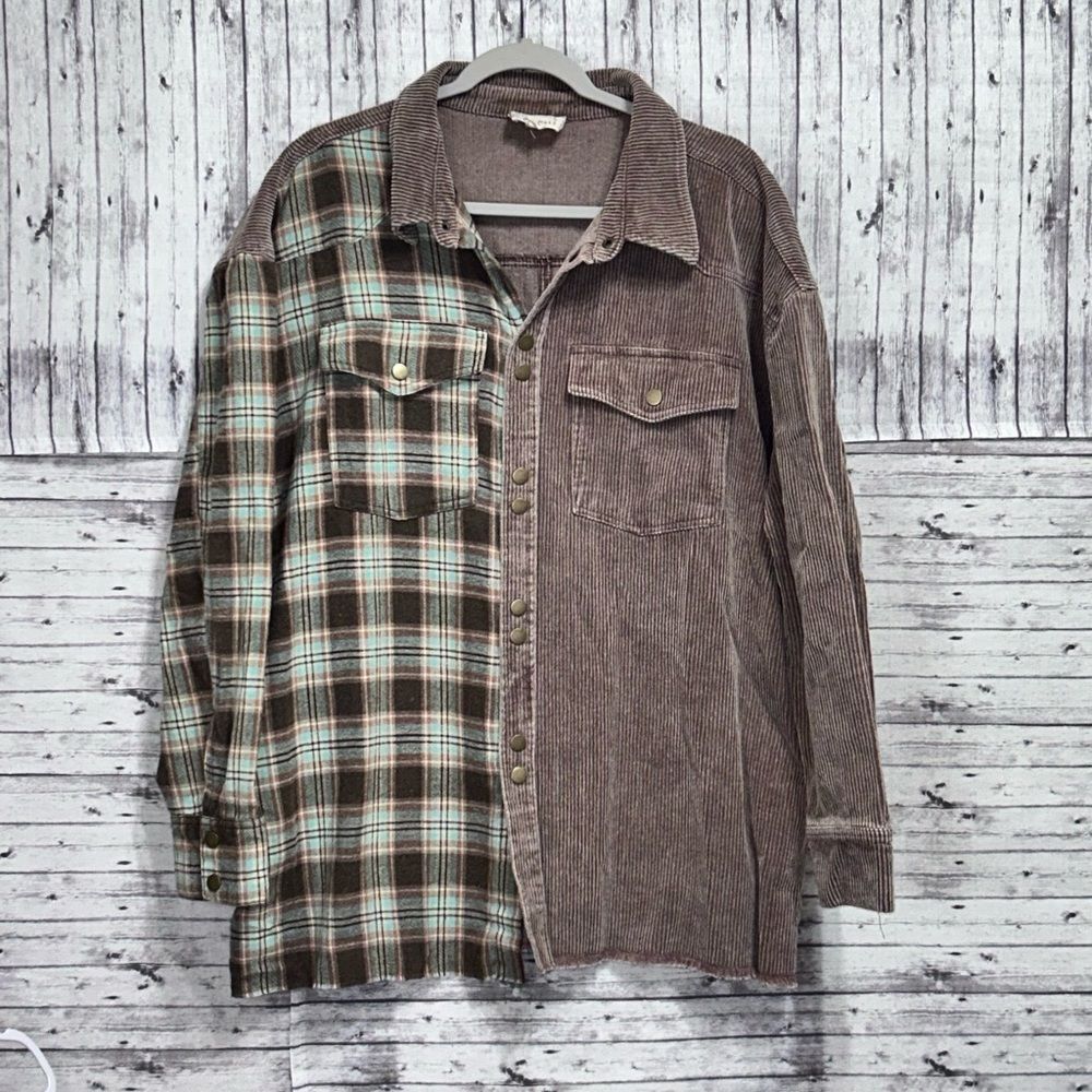 Oli & Hali Corduroy Plaid Shacket